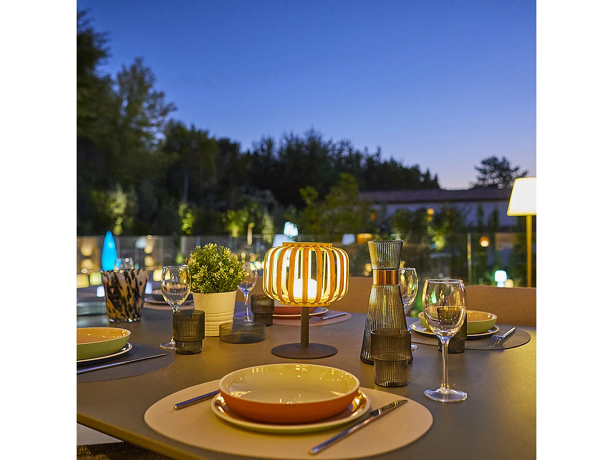 Lampe de table sans fil STANDY BAMBOU Beige bambou H25cm