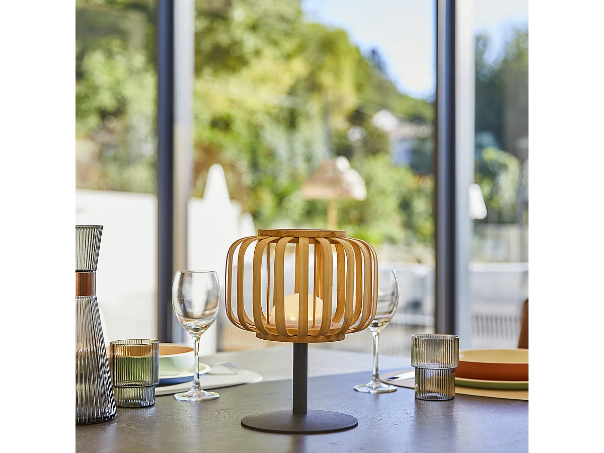 Lampe de table sans fil STANDY MINI BAMBOU H25cm