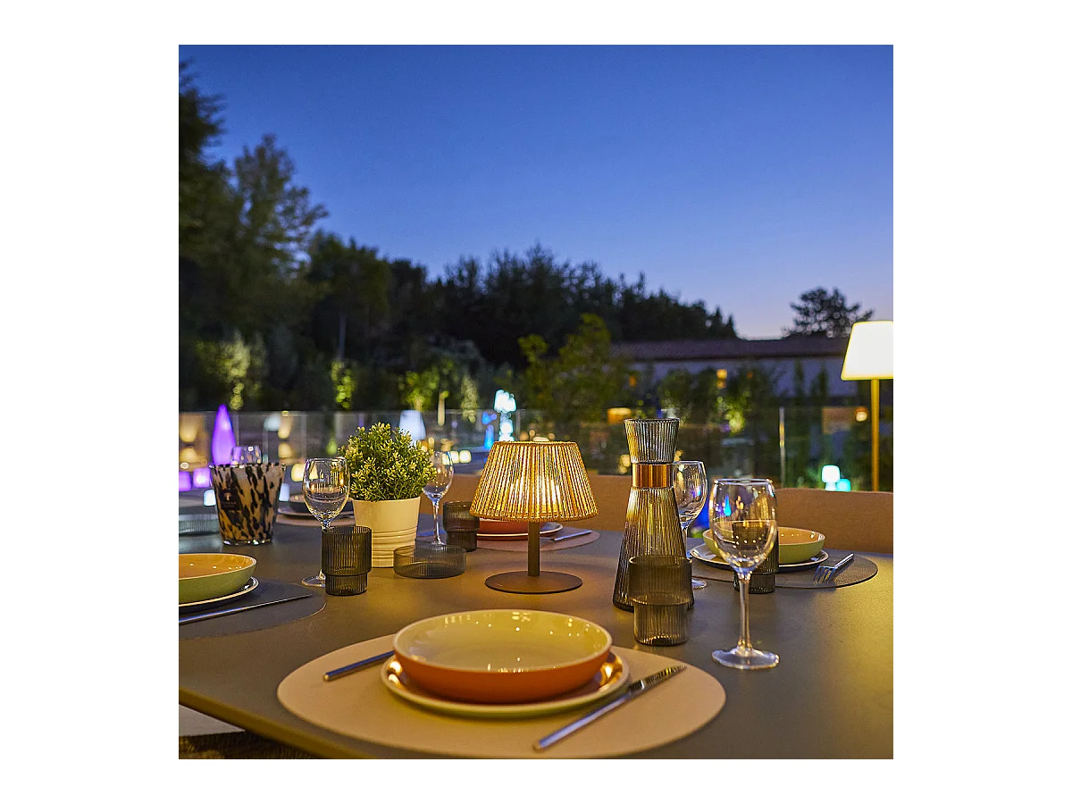 Lampe de table sans fil STANDY MINI Beige Jonc de mer H22cm