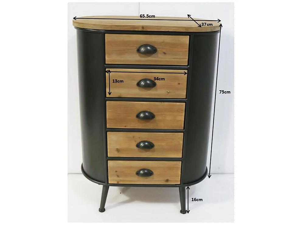 Chiffonnier Eugene 5 tiroirs 66 cm x 91 cm x 37 cm