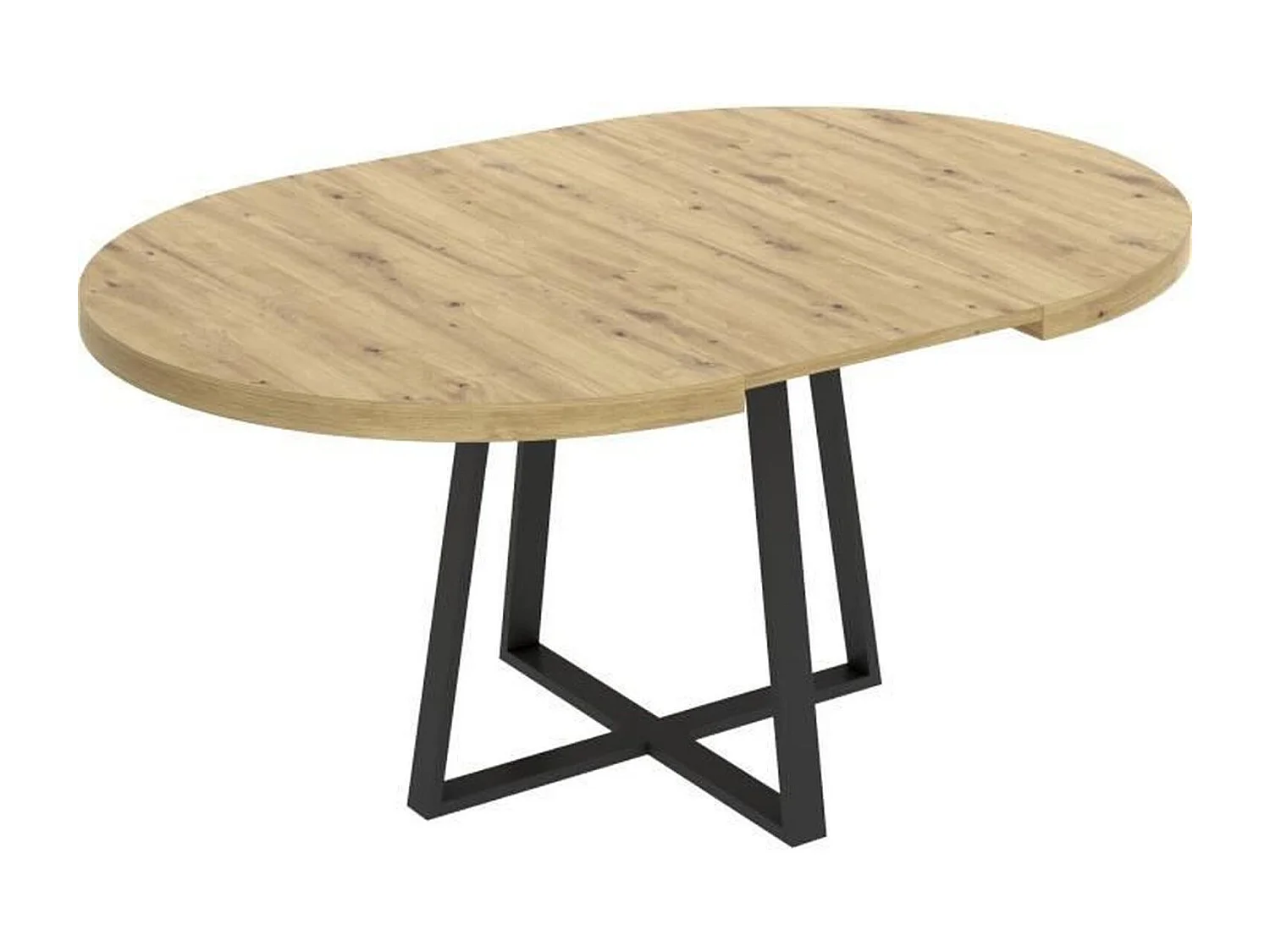 Table ronde extensible DUNA 4 à 6 personnes - Décor chêne - 110 x 110/152 x hauteur 77 cm