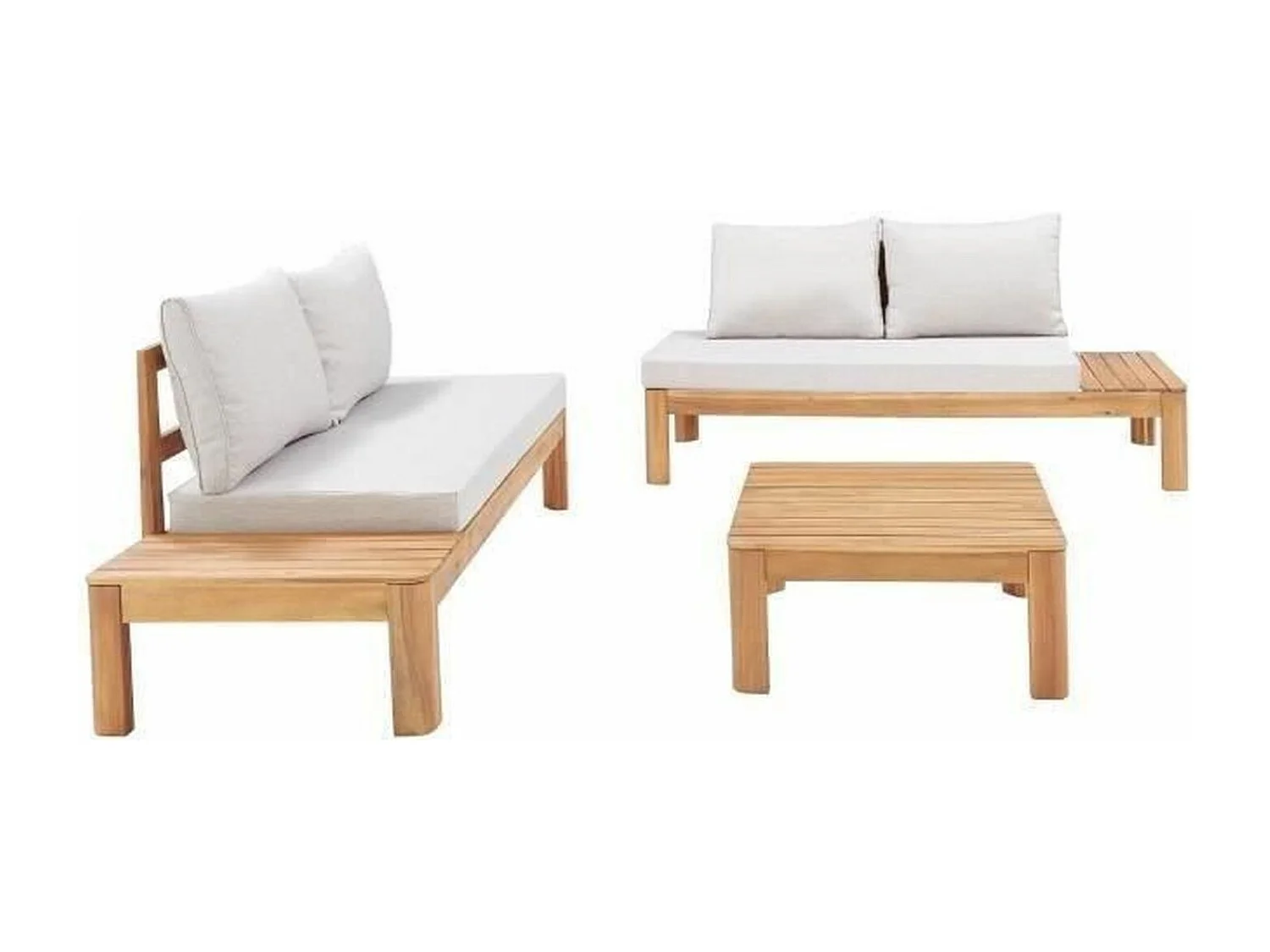 Banquette de jardin en bois d'acacia FSC 2 personnes avec coussins - SANA