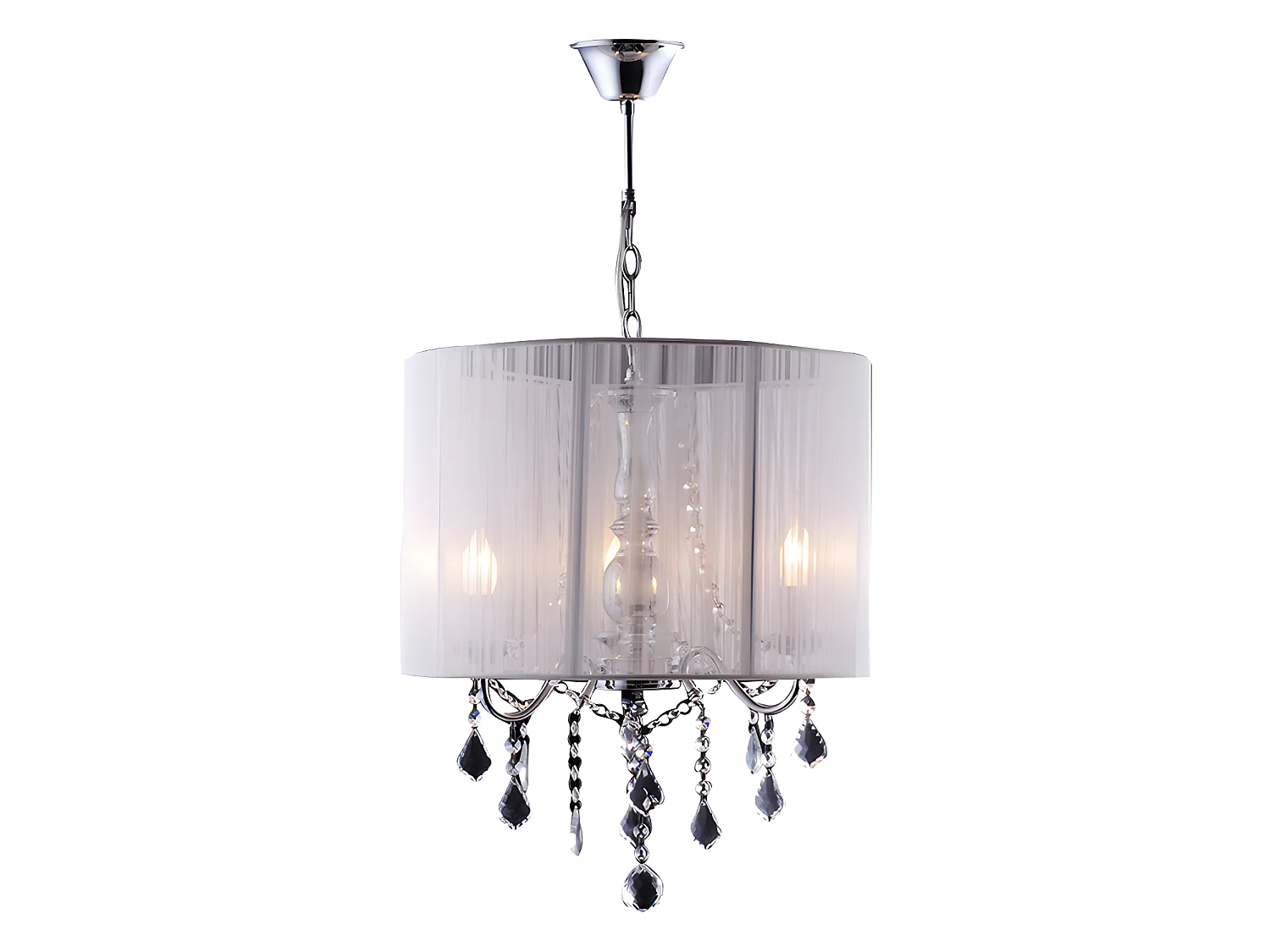 Suspension de fils blancs - H 100cm - pampilles en cristal - TOSCANI de Pascal Morabito