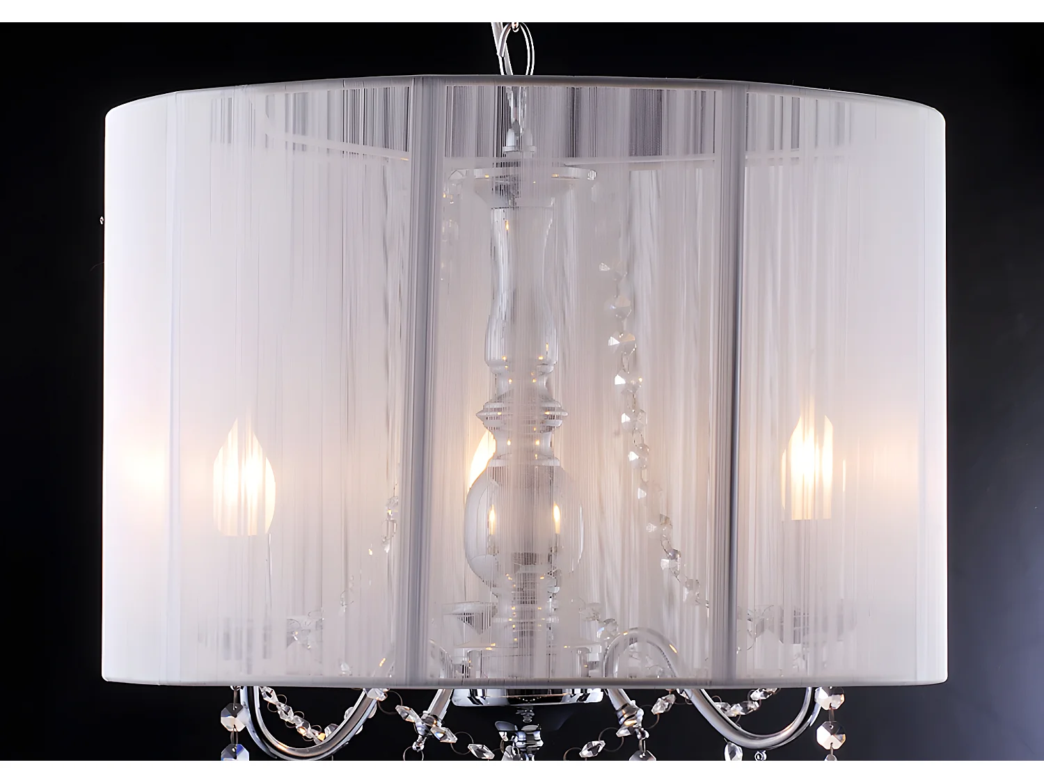 Suspension de fils blancs - H 100cm - pampilles en cristal - TOSCANI de Pascal Morabito