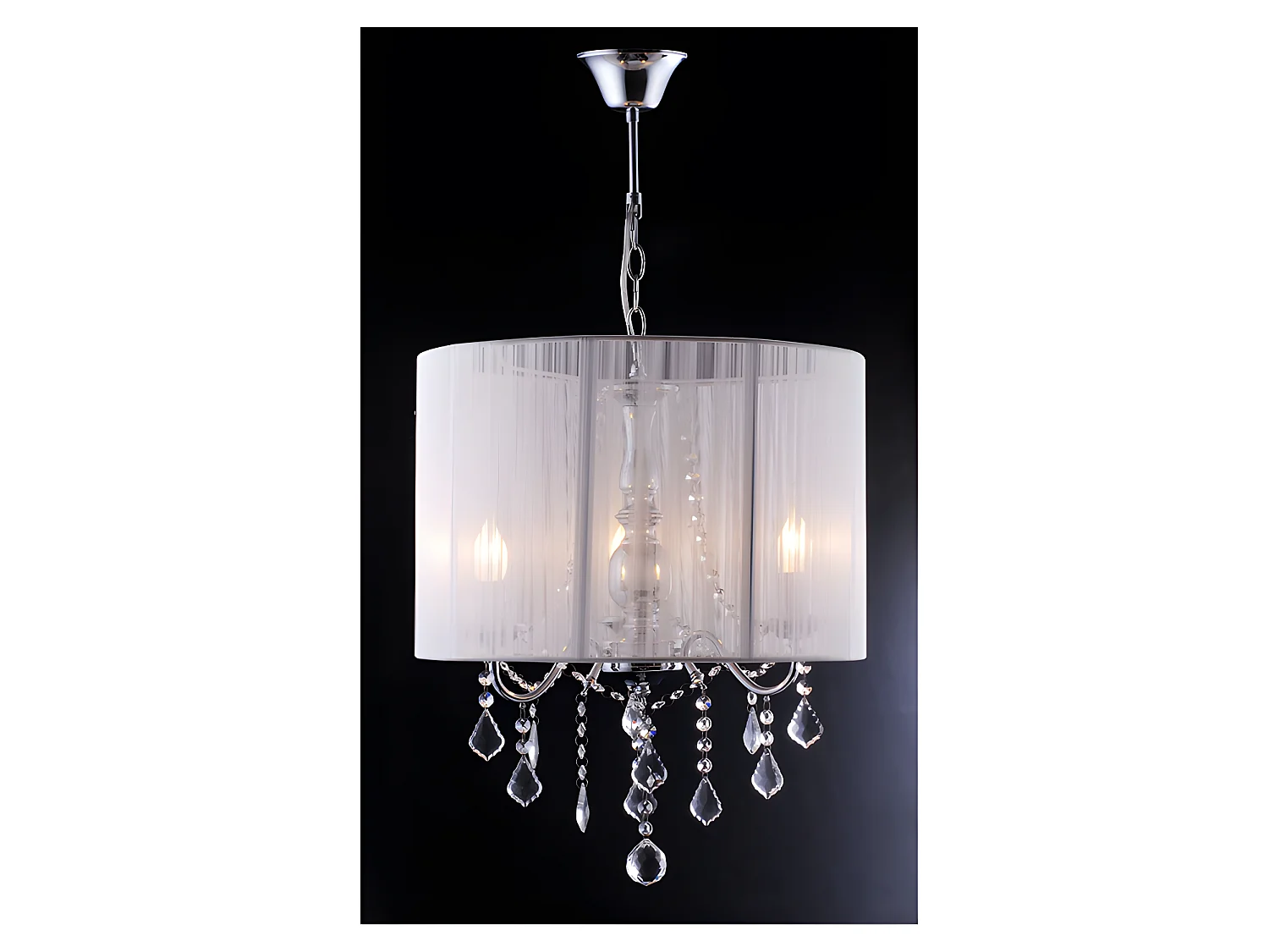 Suspension de fils blancs - H 100cm - pampilles en cristal - TOSCANI de Pascal Morabito