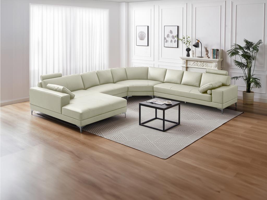 Große Wohnlandschaft Leder - Ecke Links - Elfenbein - DONATELLO II günstig online kaufen