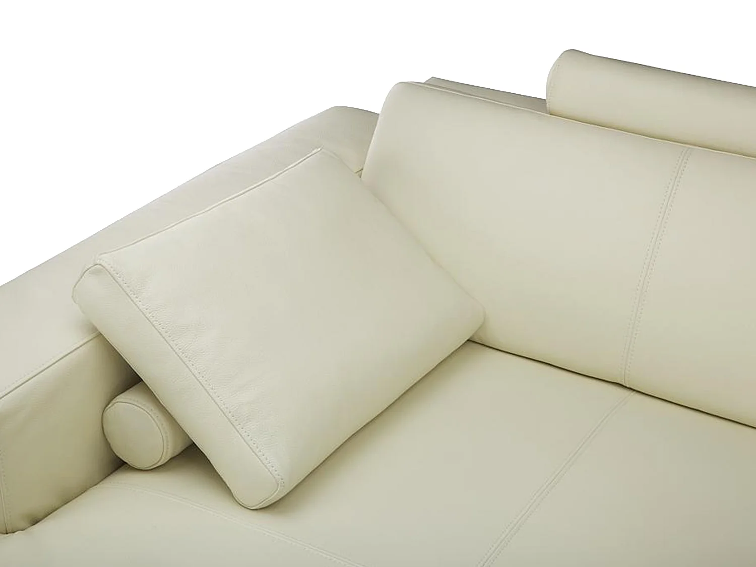 Stor vänsterställd panorama-hörnsoffa i premiumläder, elfenbensvit DONATELLO II