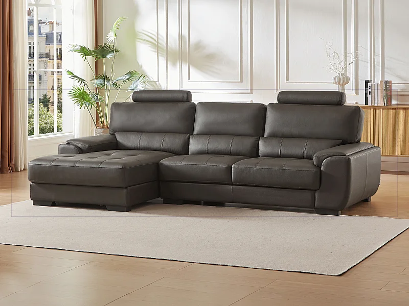 Lädernsoffa med vinkelform METROPOLITAN II - Brun - Vänster vinkel