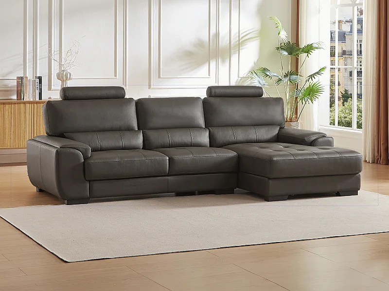 Soffa med skinnfålt i skinn METROPOLITAN II - Brun - Höger hörna