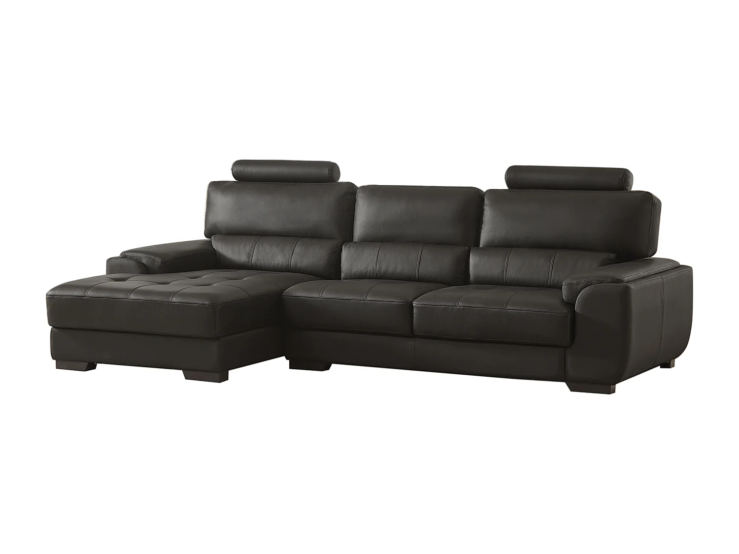 Hoekbank van leer METROPOLITAN II - zwart - hoek links