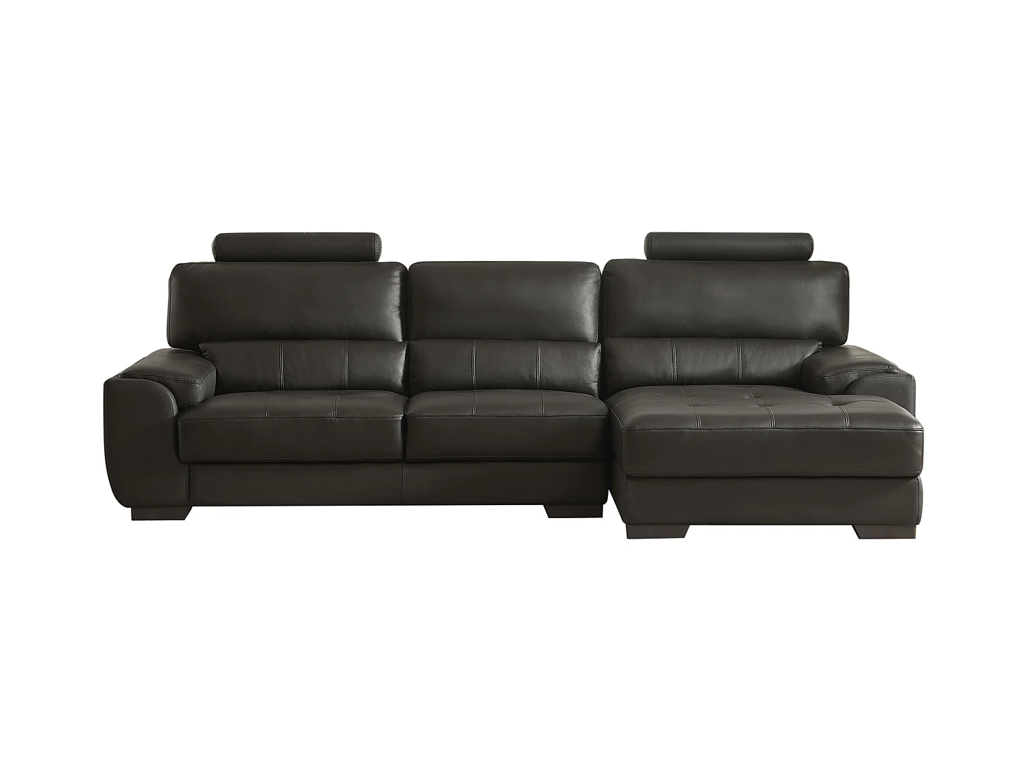 Canapé d'angle en cuir METROPOLITAN II - Noir - Angle droit 