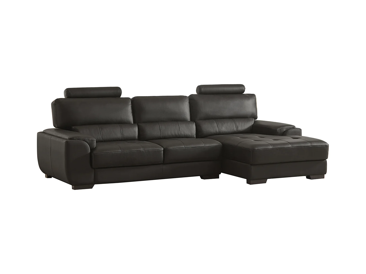 Canapé d'angle en cuir METROPOLITAN II - Noir - Angle droit 