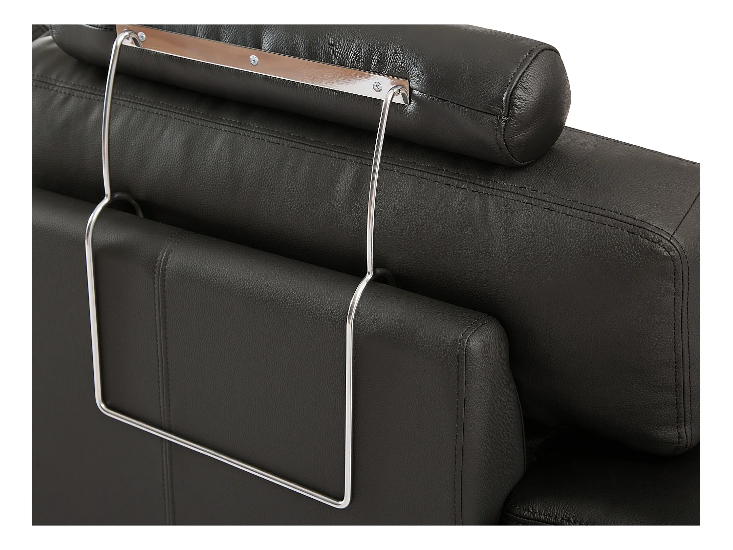 Canapé d'angle en cuir METROPOLITAN II - Noir - Angle droit 