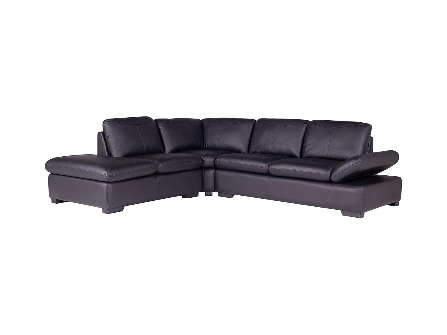 Sofá de canto em pele Preto - Canto esquerdo - ONYX II