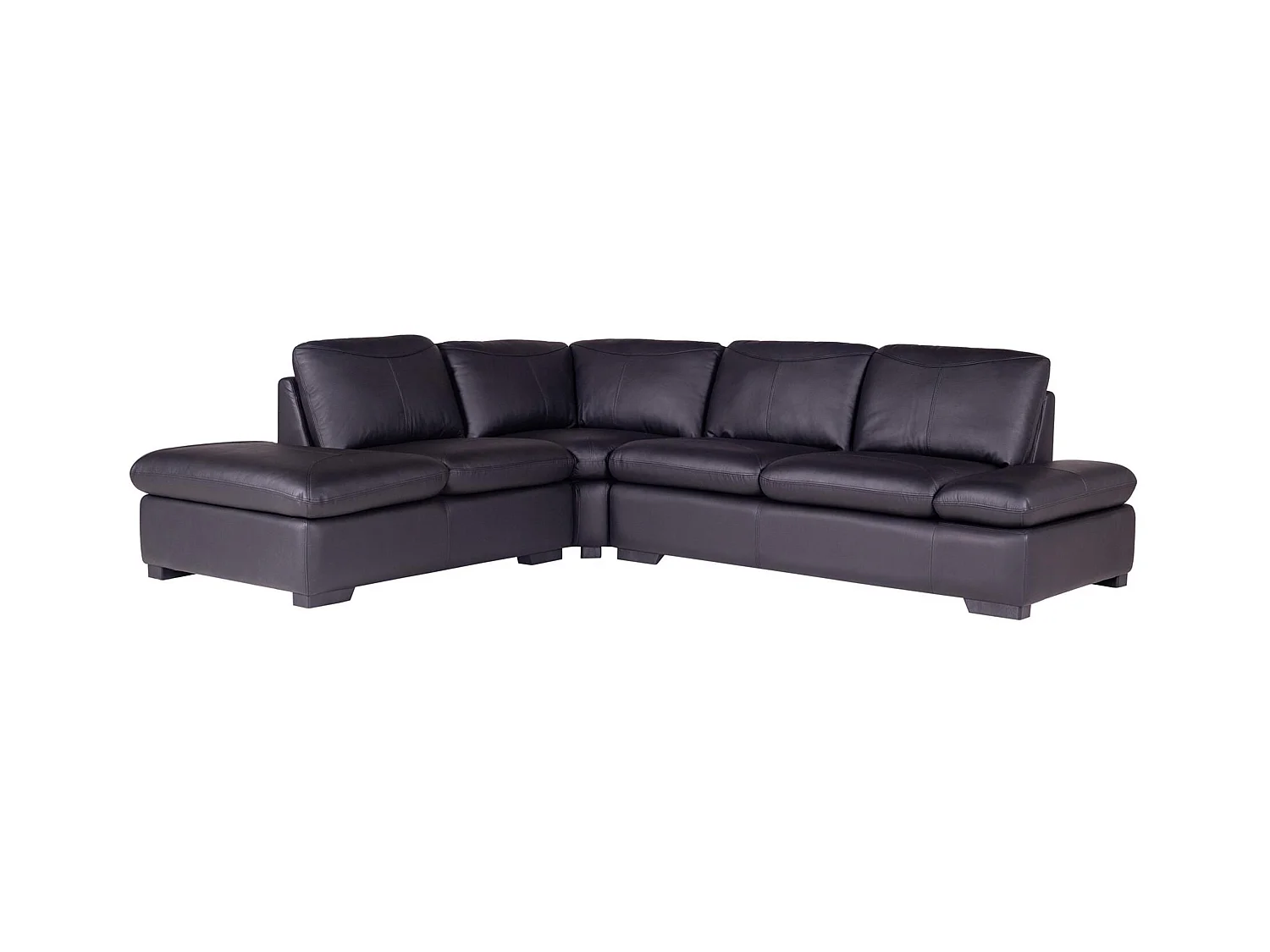 Sofá de canto em pele Preto - Canto esquerdo - ONYX II