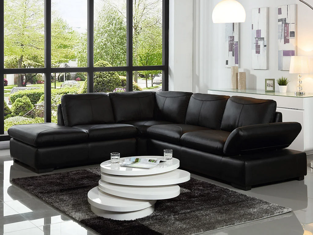 Divano angolare in pelle Nero - Angolo a sinistra - ONYX II