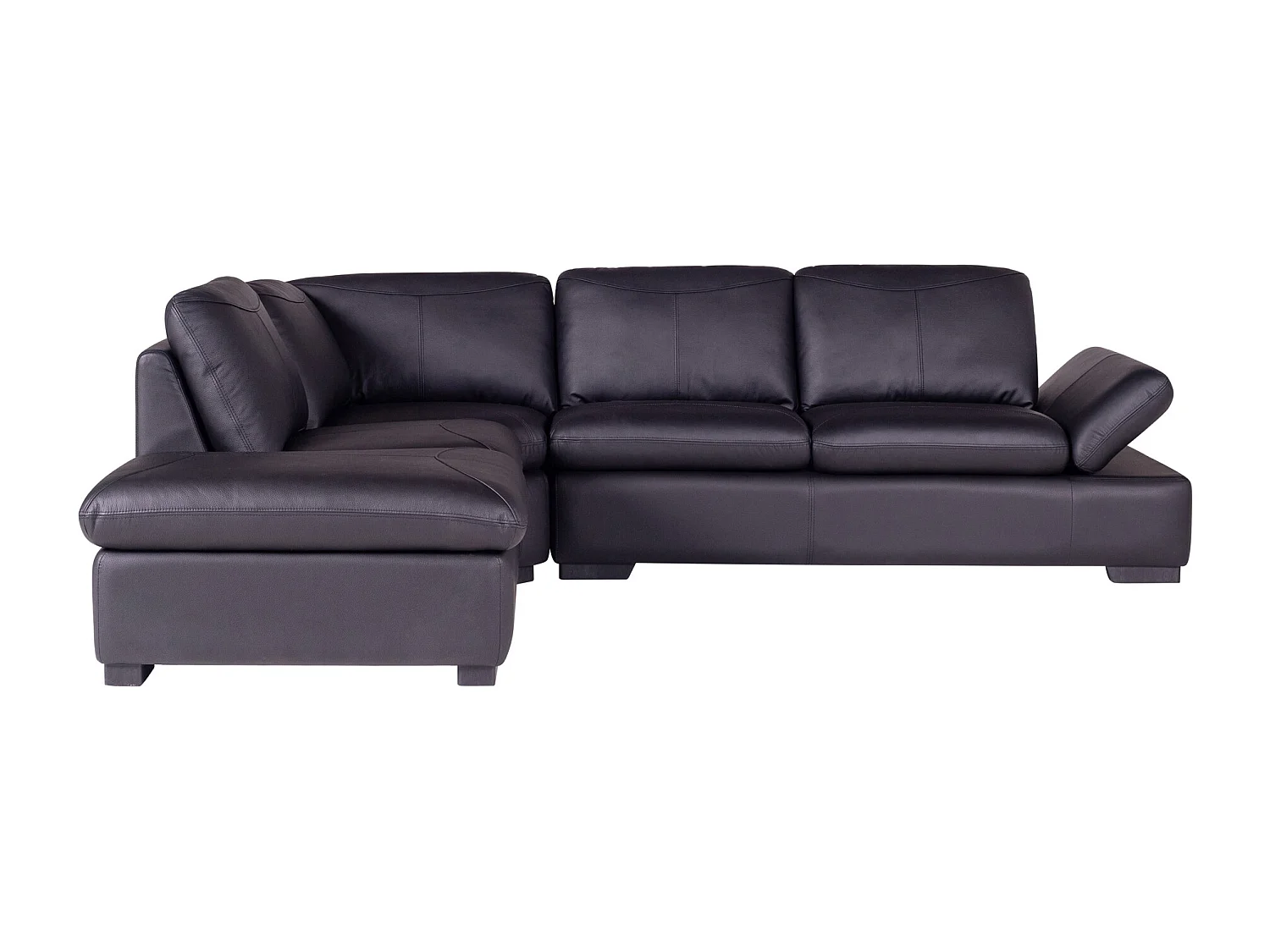 Canapé d'angle en cuir ONYX II - Noir - Angle gauche