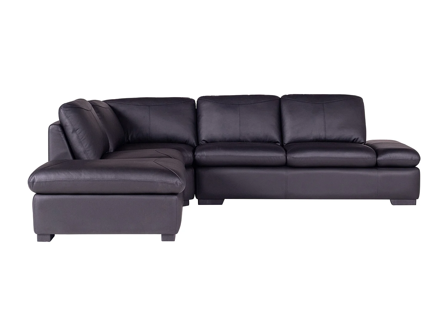 Canapé d'angle en cuir ONYX II - Noir - Angle gauche