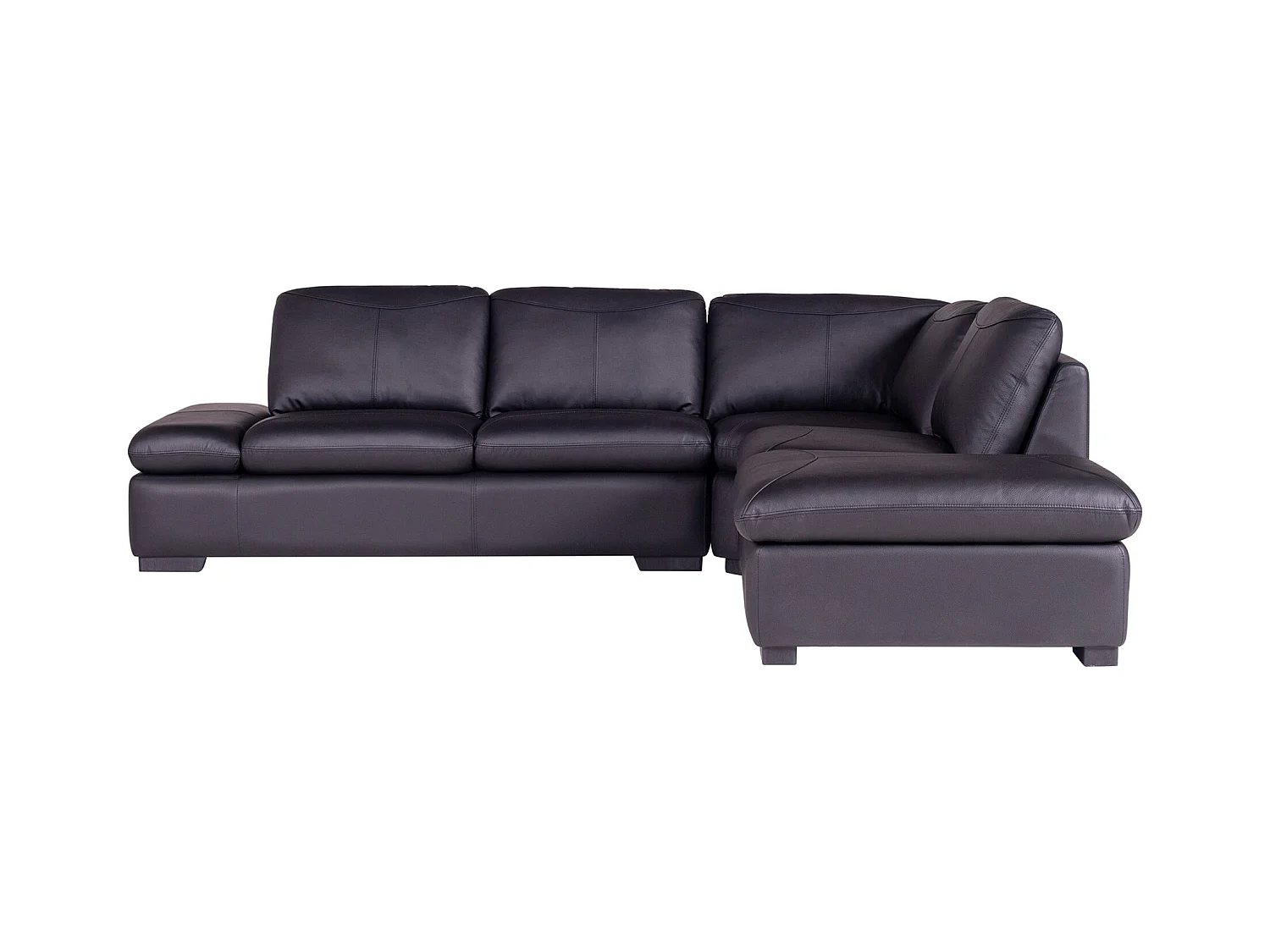 Canapé d'angle en cuir ONYX II - Noir - Angle droit