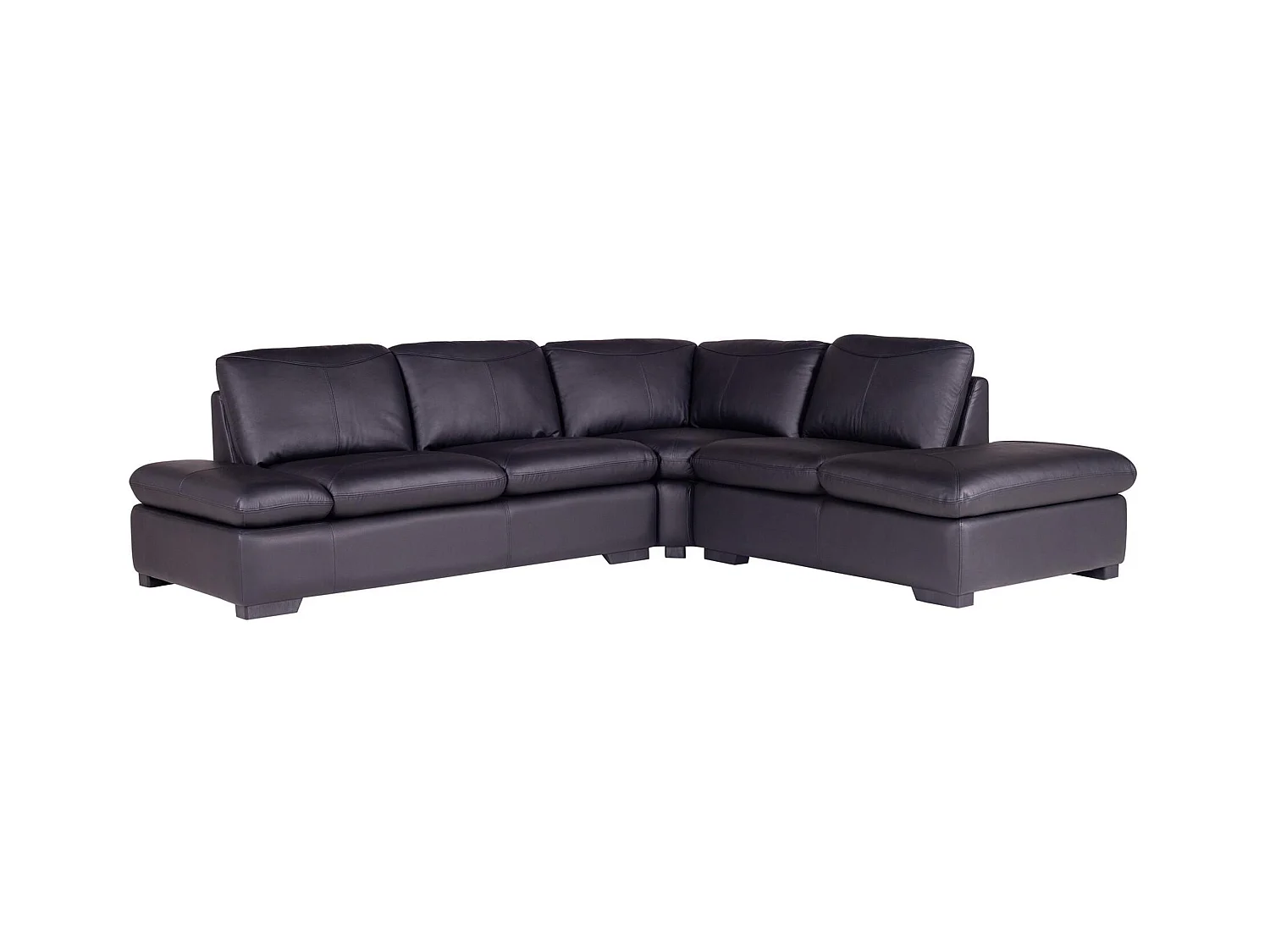 Canapé d'angle en cuir ONYX II - Noir - Angle droit