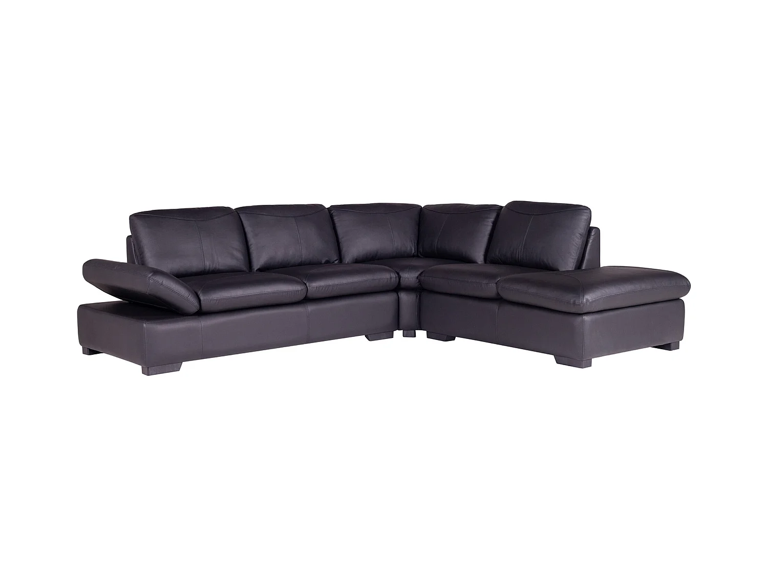Canapé d'angle en cuir ONYX II - Noir - Angle droit