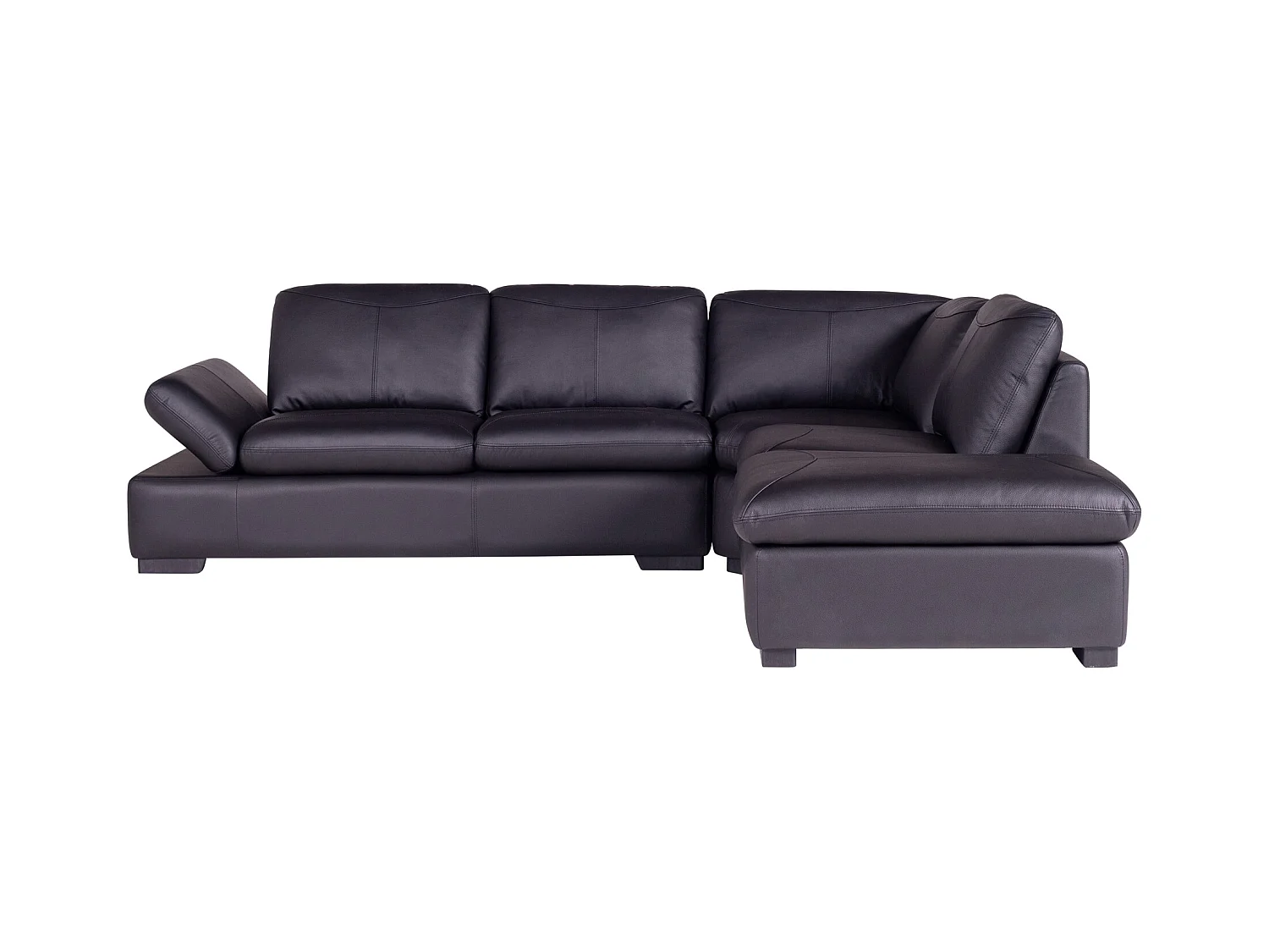 Canapé d'angle en cuir ONYX II - Noir - Angle droit