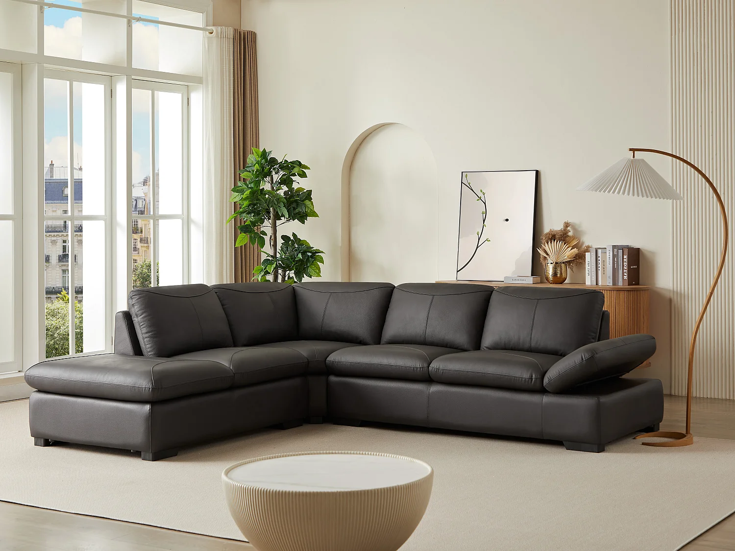 Ecksofa Leder - Ecke Links - Braun- ONYX II