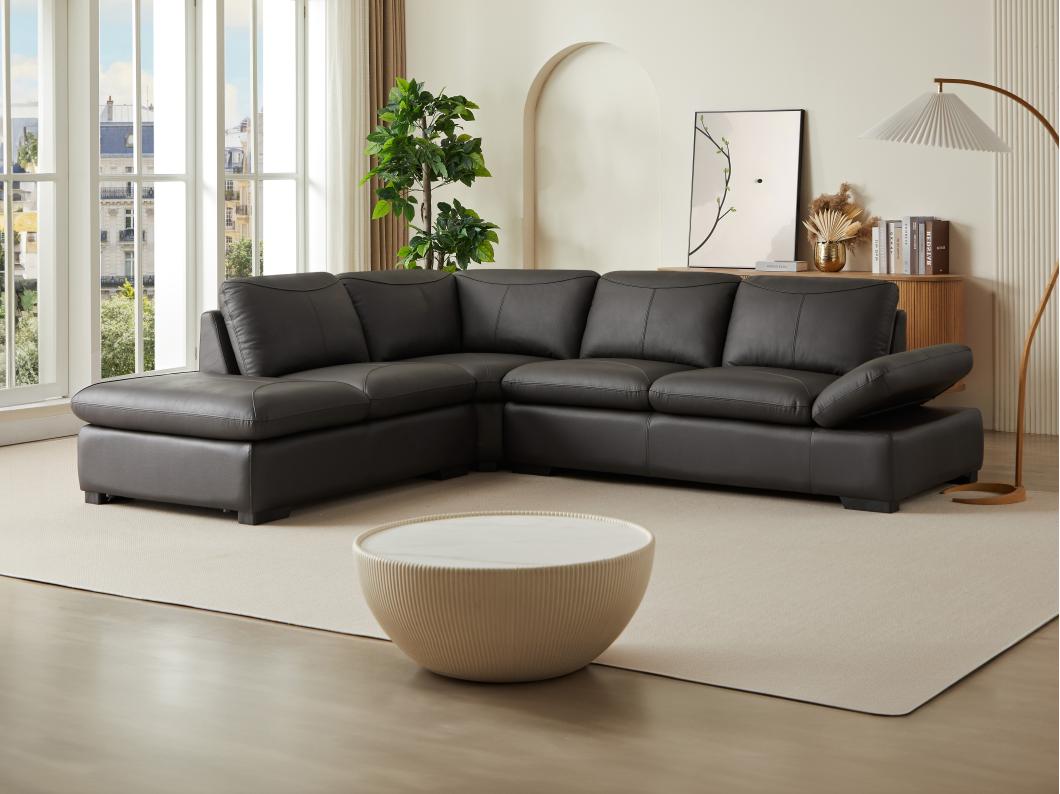 Divano angolare in pelle Marrone - Angolo a sinistra - ONYX II