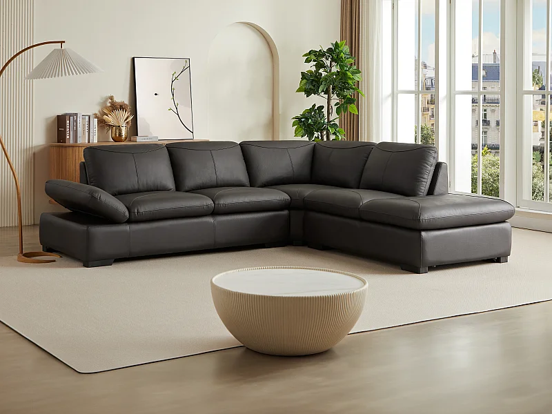 Ecksofa Leder - Ecke Rechts - Braun - ONYX II