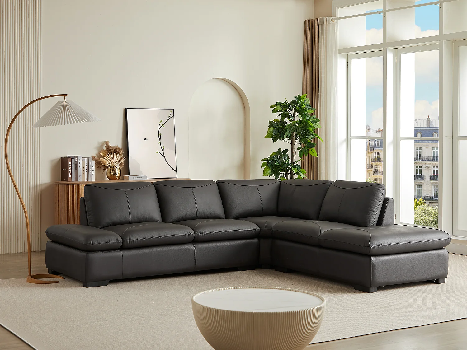 Ecksofa Leder - Ecke Rechts - Braun - ONYX II