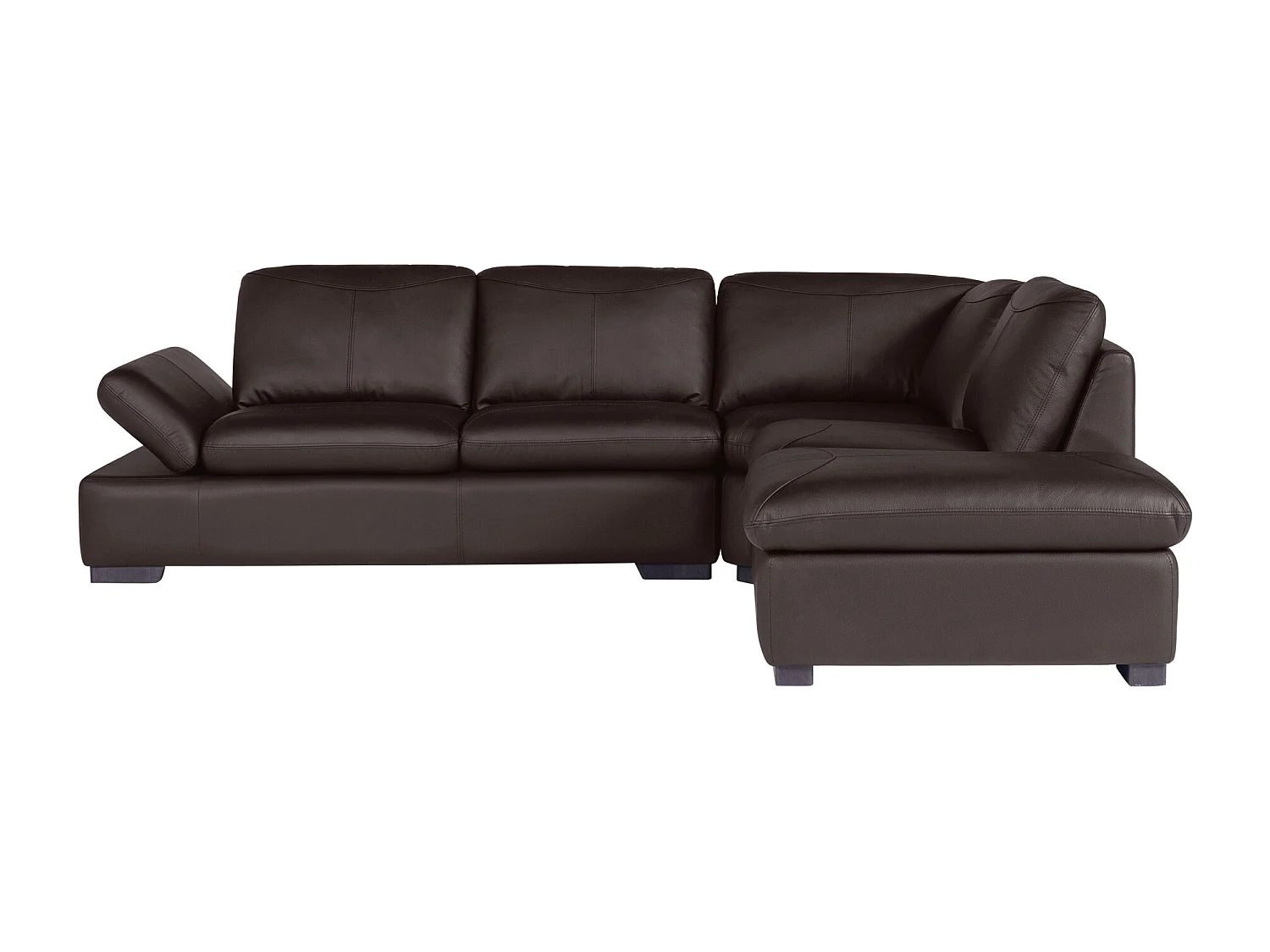 Canapé d'angle en cuir ONYX II - Marron - Angle droit