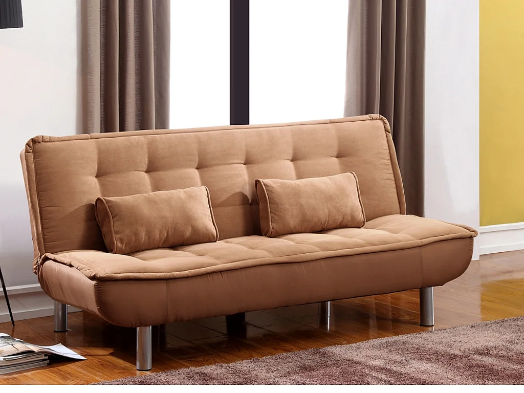 Canapé convertible clic-clac MISHAN en tissu - Caramel