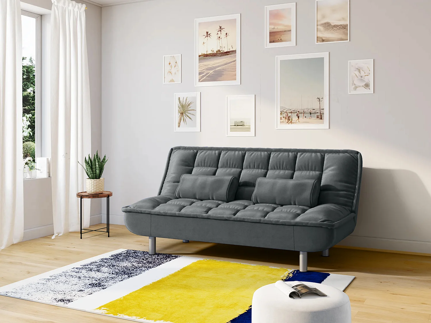 Canapé convertible clic-clac MISHAN en tissu - Gris