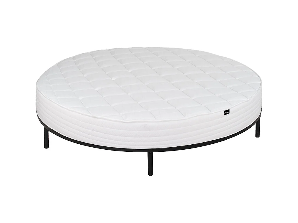 Ensemble 220 x 220 cm sommier + matelas rond ép.25cm - ROMA de YSMÉE