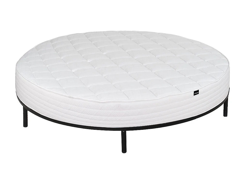 Ensemble 220 x 220 cm sommier + matelas rond ép.25cm - ROMA de YSMÉE