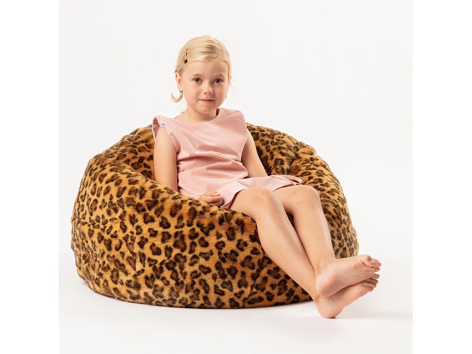 Pouf en peluche Léopard Theo avec remplissage