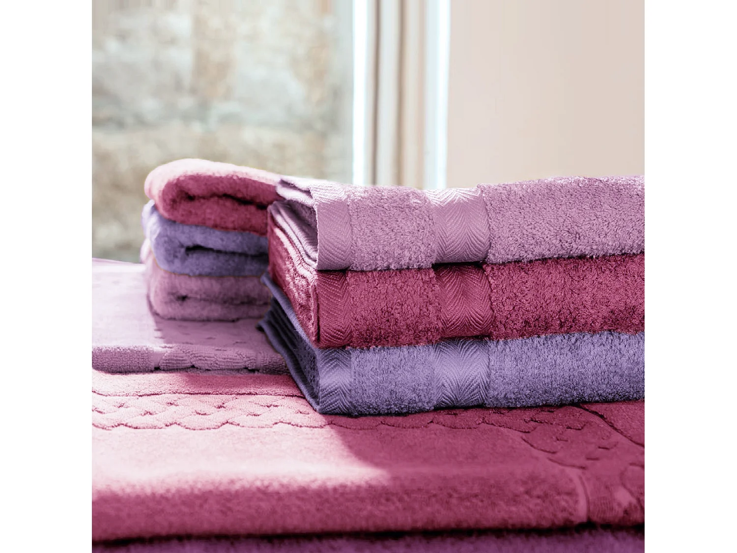 Serviette de toilette 50x100 cm ROYAL CRESENT Rose Lavande 650 g/m2