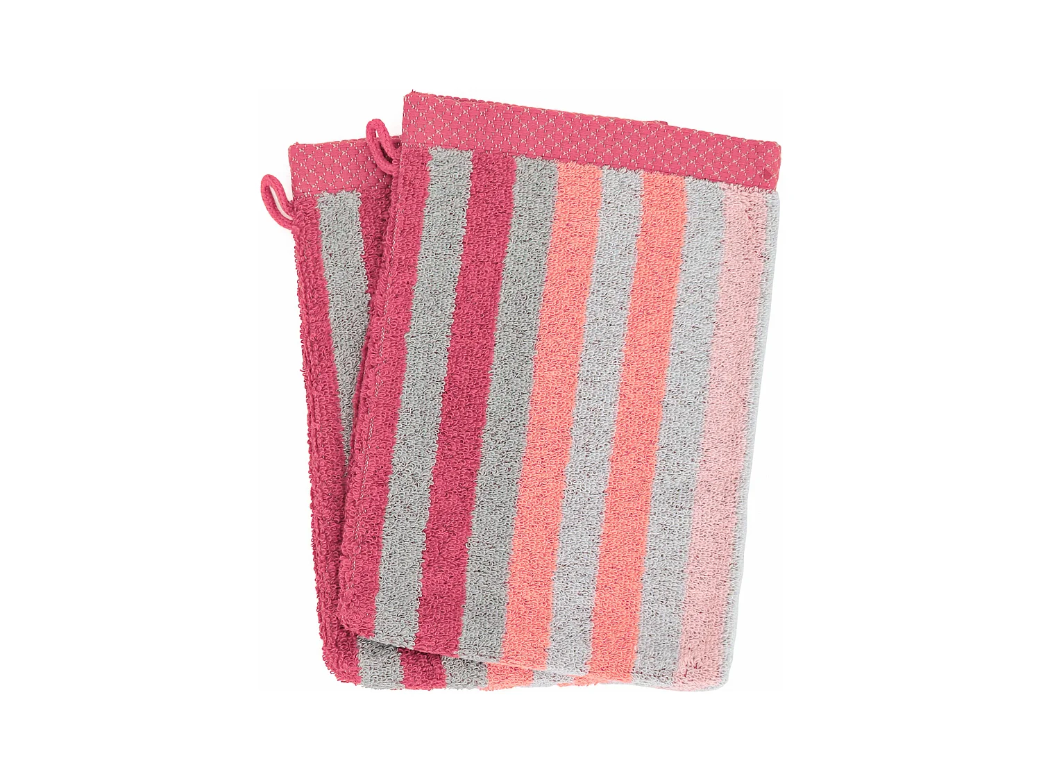 Lot de 2 gants de toilette 16x21 cm PURE STRIPES rose bonbon