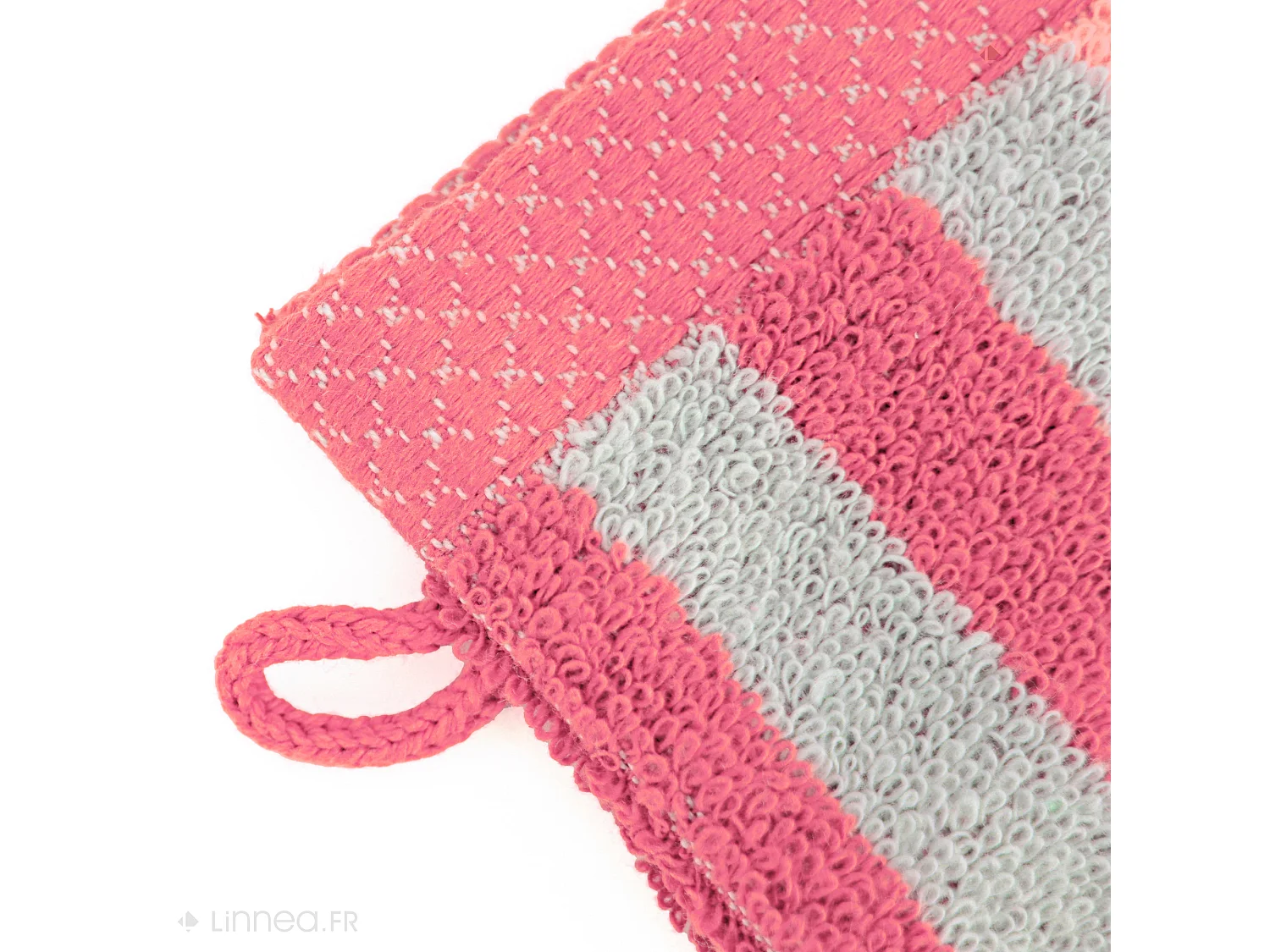 Lot de 2 gants de toilette 16x21 cm PURE STRIPES rose bonbon