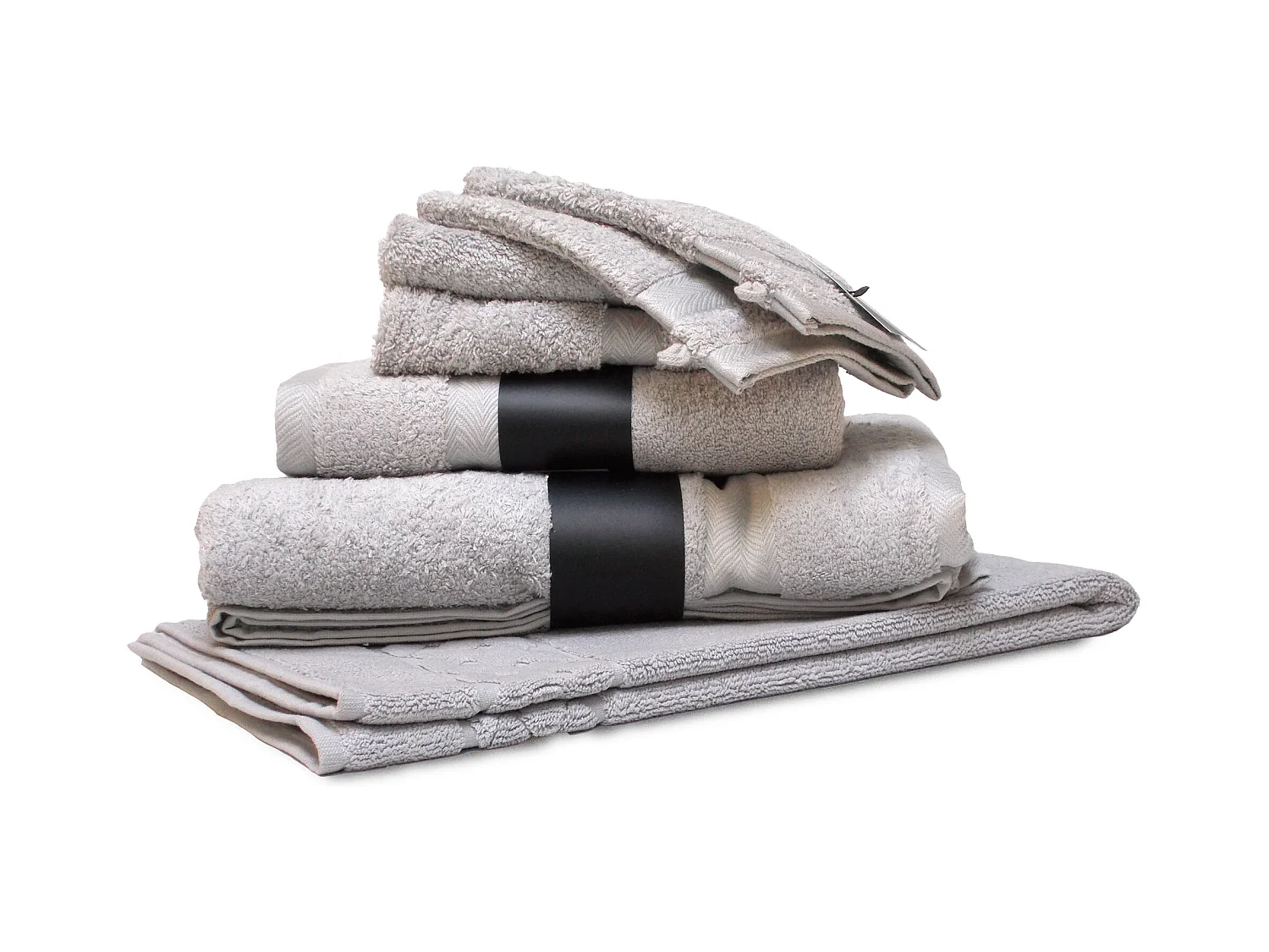 Parure de bain 7 pièces ROYAL CRESENT Gris Platine 650 g/m2