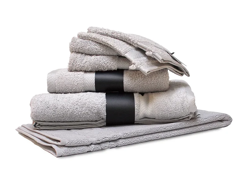 Parure de bain 7 pièces ROYAL CRESENT Gris Platine 650 g/m2