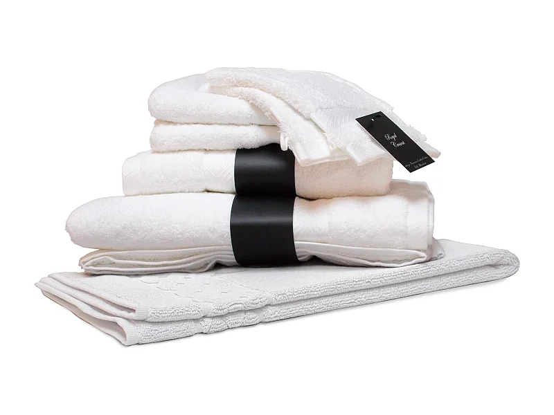 Parure de bain 7 pièces ROYAL CRESENT Blanc 650 g/m2