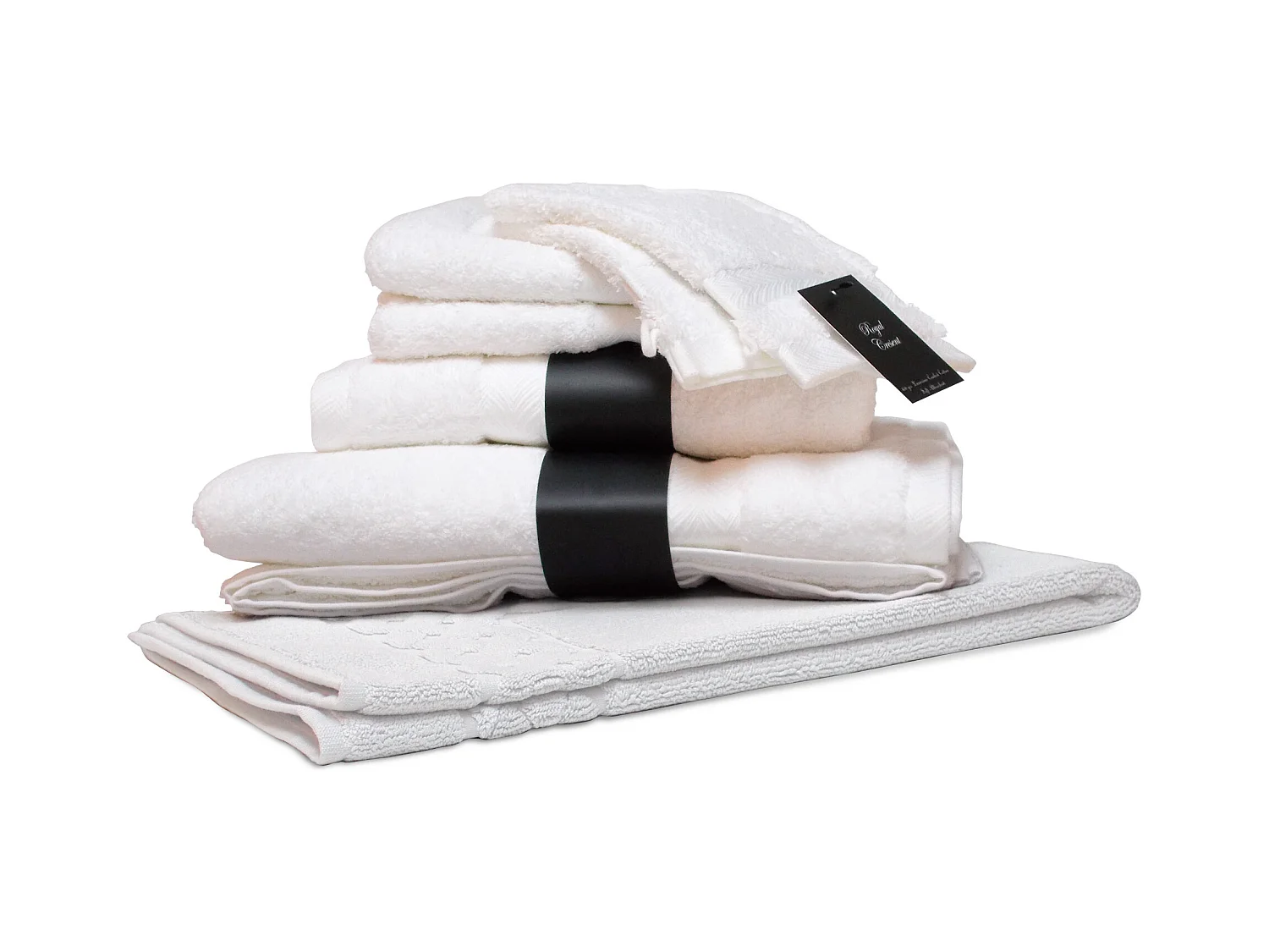 Parure de bain 7 pièces ROYAL CRESENT Blanc 650 g/m2