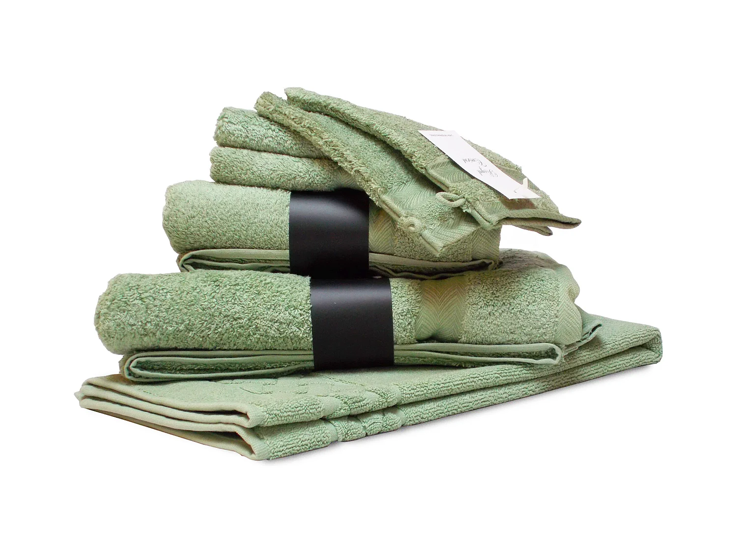 Parure de bain 7 pièces ROYAL CRESENT Vert Céladon 650 g/m2