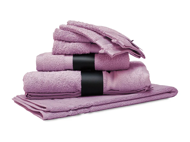 Parure de bain 7 pièces ROYAL CRESENT Rose Lavande 650 g/m2