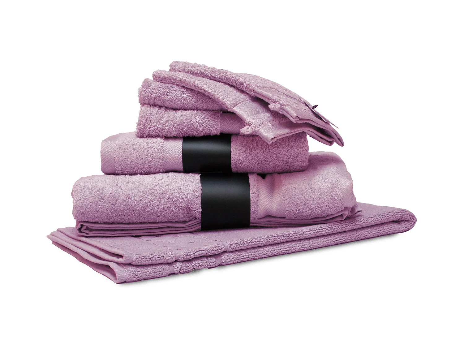 Parure de bain 7 pièces ROYAL CRESENT Rose Lavande 650 g/m2