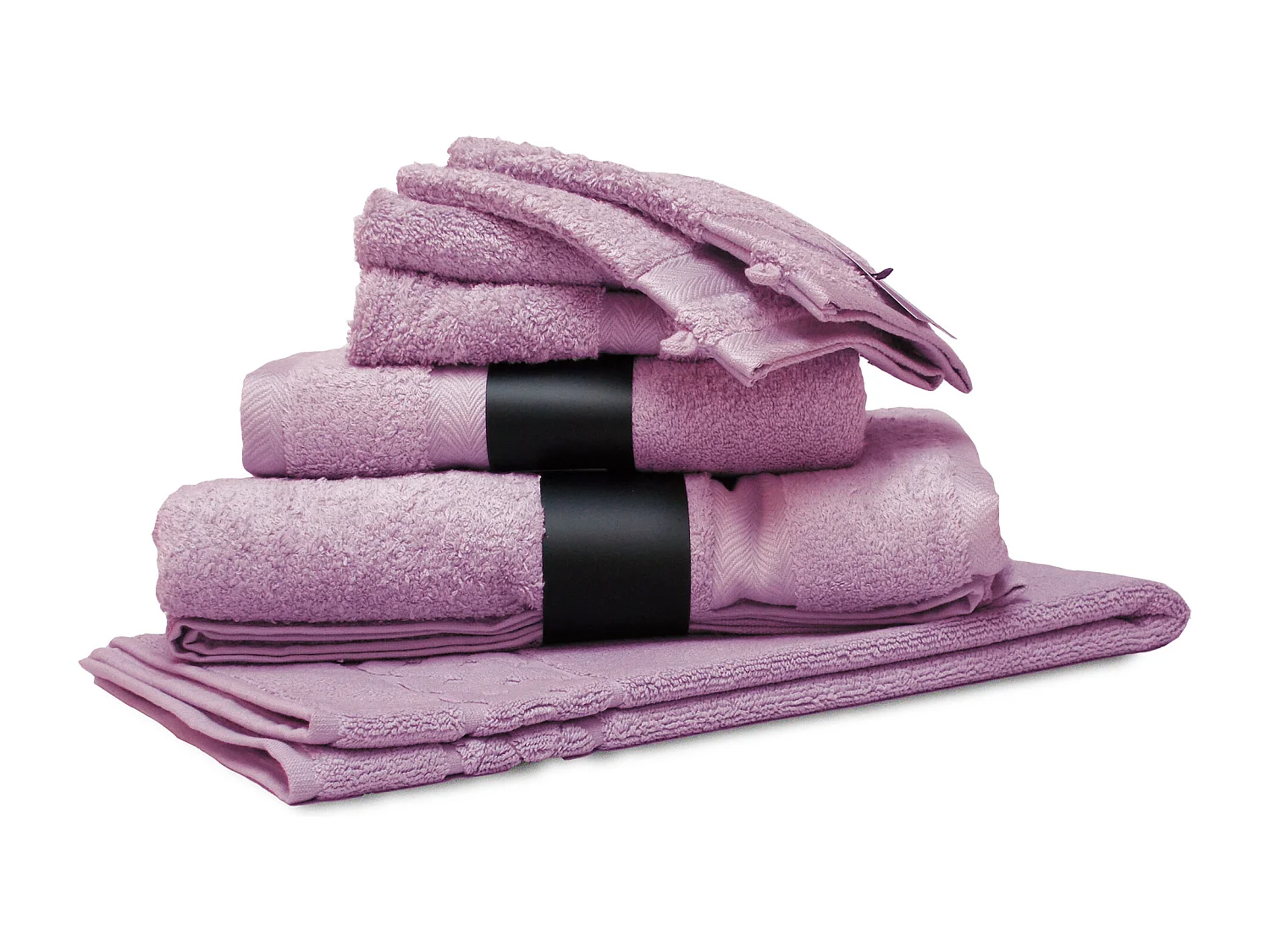 Parure de bain 7 pièces ROYAL CRESENT Rose Lavande 650 g/m2