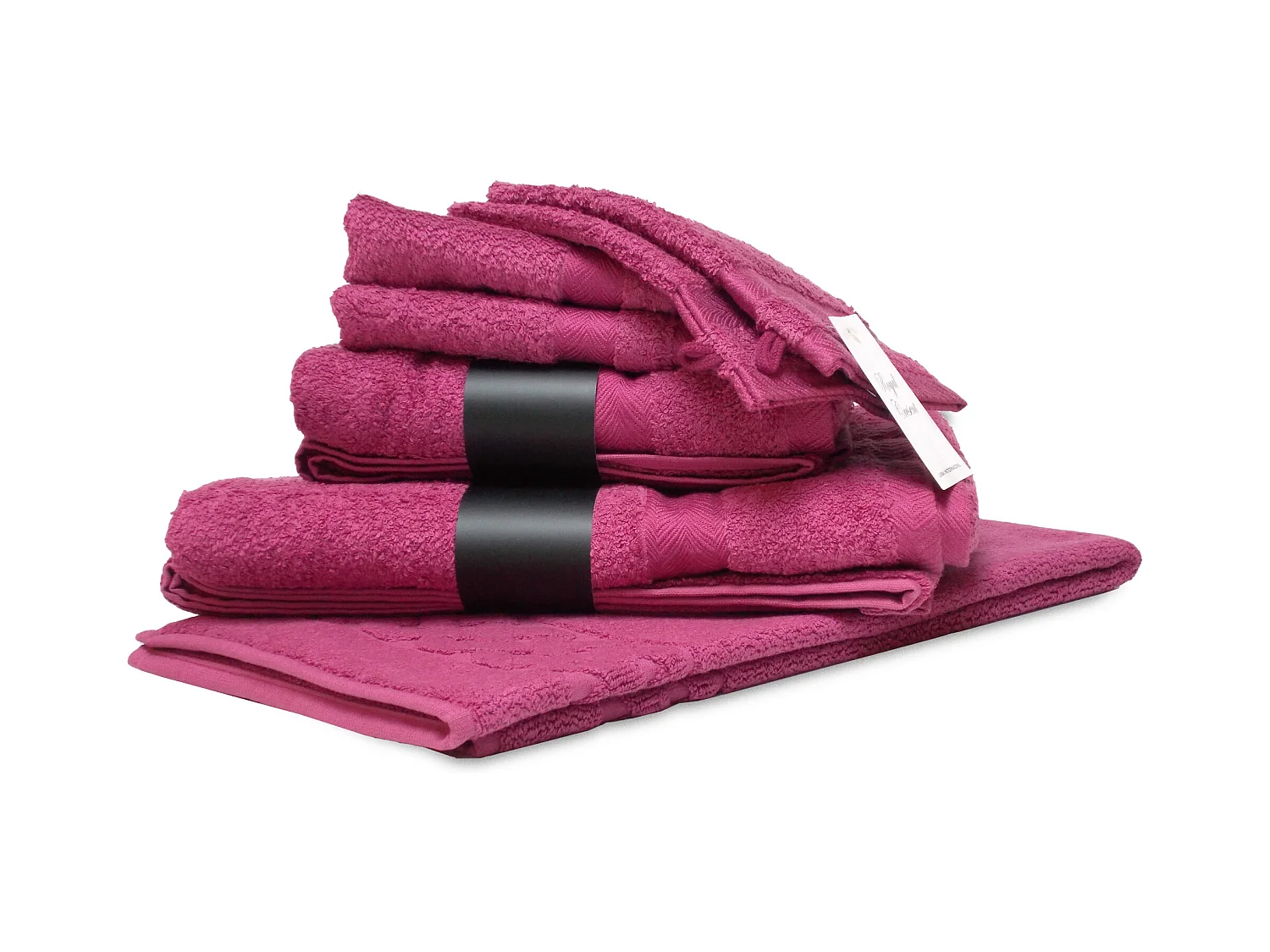 Parure de bain 7 pièces ROYAL CRESENT Rose Vin 650 g/m2