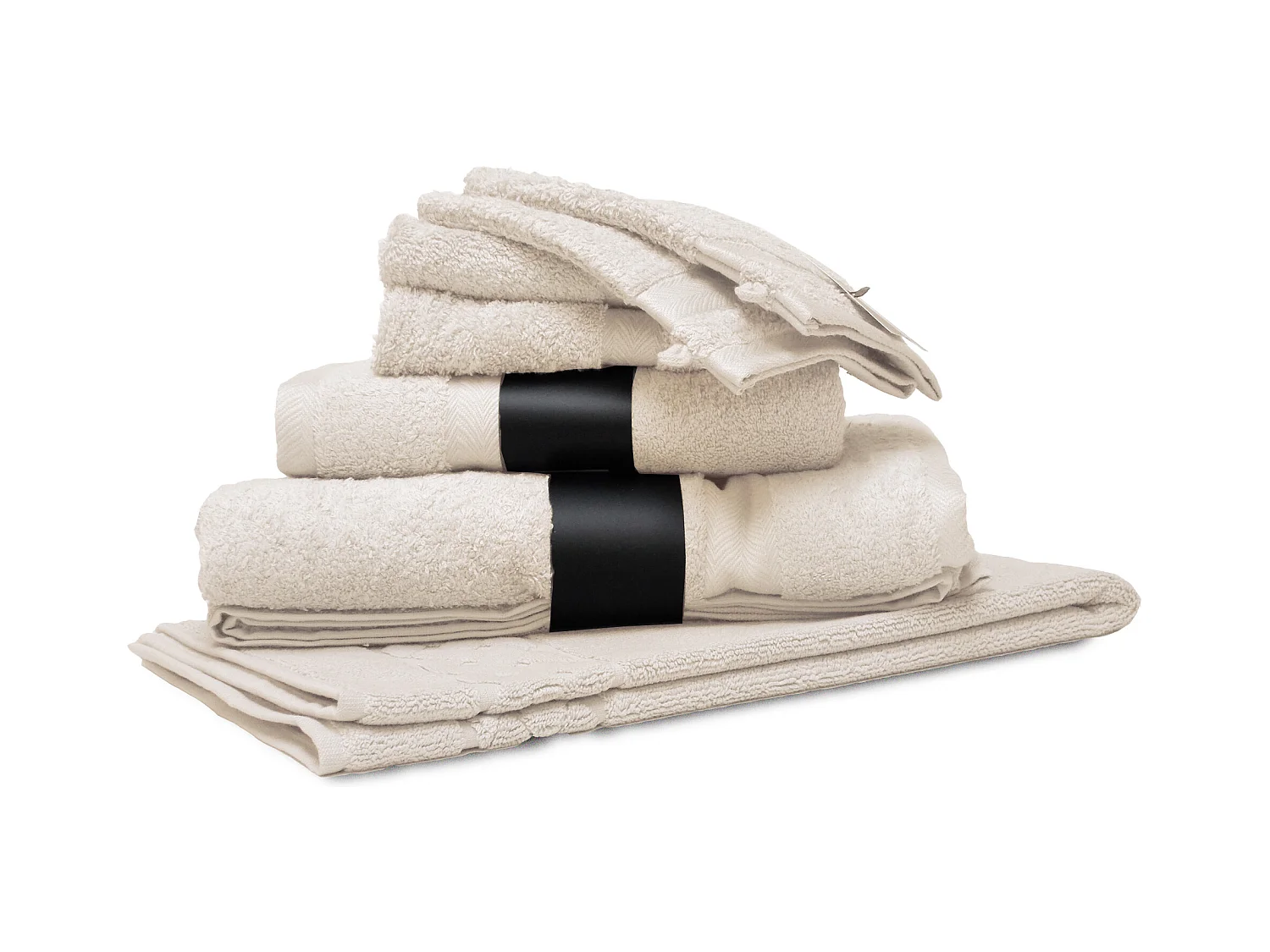 Parure de bain 7 pièces ROYAL CRESENT Blanc Crème 650 g/m2