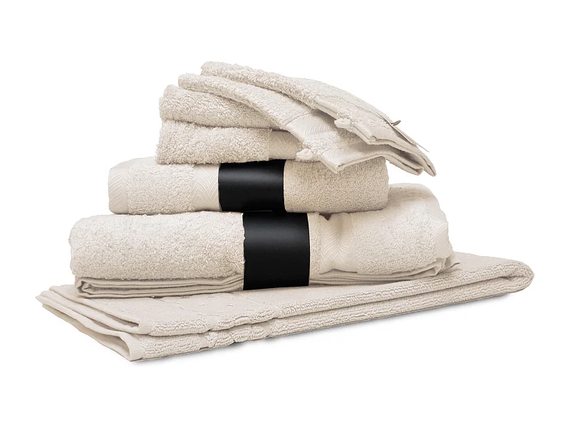 Parure de bain 7 pièces ROYAL CRESENT Blanc Crème 650 g/m2